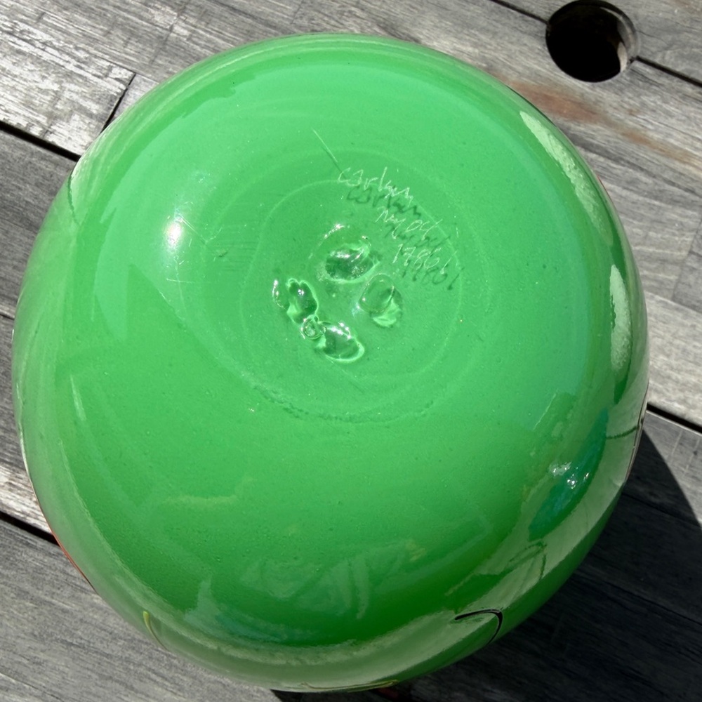 RARE - Vintage Donald Carlson Signed Green Art Glass Vase, Hand Blown, c. 1970s - Picture 5 of 9